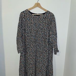 LOFT Plus Floral Long Sleeve Midi Dress 20